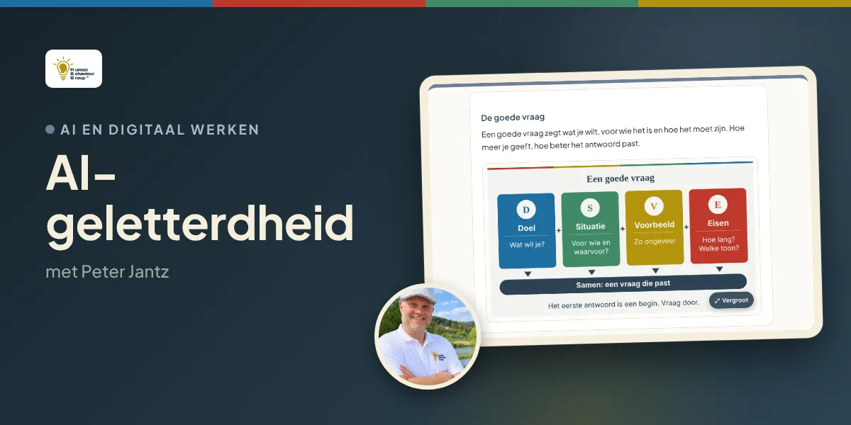 Kaartbeeld AI-geletterdheid: een onderdeel uit de training met Peter Jantz