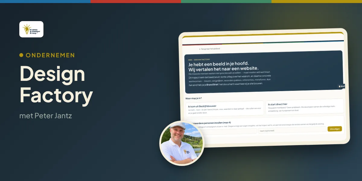 Kaartbeeld Design Factory: een onderdeel uit de training met Peter Jantz