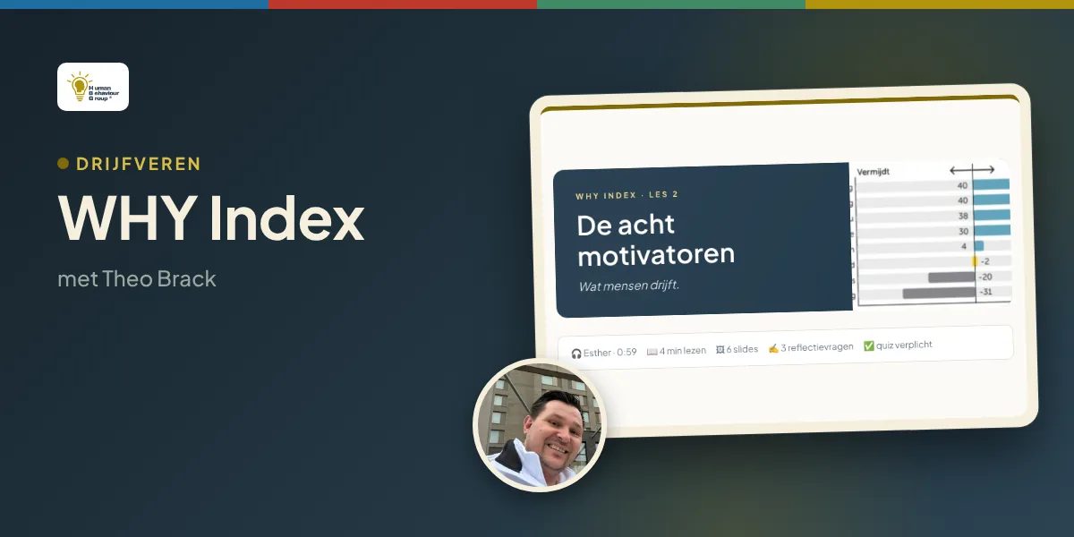 Kaartbeeld WHY Index: een onderdeel uit de training met Theo Brack